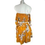 Women Yellow Floral Print High Rise Off Shoulder Smocked 2 Photo 3