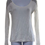 EXPRESS  Small White Rhinestone Embellished Shoulders Scoop Neck Knit Top Bling Photo 0