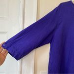 Flax  Crewneck 3/4 Sleeve Linen Boxy Blouse Top Viola Purple/Blue Sz Medium Photo 3