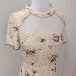 The Kooples Silk Cream Floral Lace Inset Ruffle Dress Photo 6