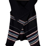 Joie  'Ligiere B' Print Wool Wrap Vest- Caviar multi-color Size L Striped Black Photo 0