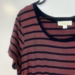 Olive & Oak NWT  Striped Jersey Navy/Coral Drawstring Mini Dress Size Large Photo 2