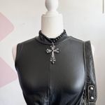 Black Faux Leather Tank‎ Top Y2K 2000s Grunge Edgy Clubwear Small Photo 1