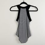 Monteau Los Angeles Striped Sleeveless Bodysuit XS Black White Ribbed Stretch Photo 4