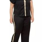 INC Metallic Tuxedo Stripe Satin Pajamas Set in Deep Black, Plus Size 3X NWT Photo 0