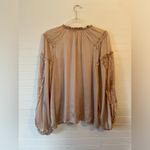 Chelsea and Violet  Ruffle Boho Champagne Tan Blouse Photo 5