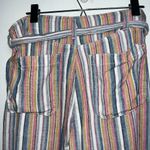 Seven7 Linen Blend Cropped Wide Leg Pants Womens Size 12 Multicolor Stripe Boho Photo 5