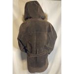 Wilson Brown Leather Jacket Heavy Coat Womens S Faux Fur Hood Boho Gorp Penny Photo 2