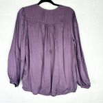 Nation Ltd Sandra Seamed Peasant Blouse Purple Rain Size Medium Satin L/S Photo 1