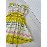 Presley Skye Sloane Belted Silk Blend Stripe Dress Mini Yellow White Pink Size L Size L Photo 4