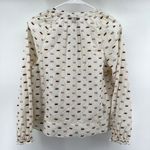 J.Crew Point Sur Metallic Popover Blouse Top V Neck Lace Trim Boho White Small Photo 5