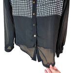 Signature Studio Vintage houndstooth semi sheer blouse size small Photo 3