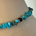 Vintage Turquoise and Black Beaded Necklace Blue Photo 5