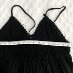 Aerie  Black Crochet Gauzy Criss Cross Tie Back Tiered Boho Beach Mini Dress L Photo 6
