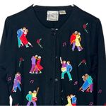 Vintage Michael Simon Colorful Embroidered Salsa Dancing Button Cardigan Size M Photo 1