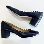 Chloé CHLOE black leather scalloped low heel pumps shoes Euro size 37 1/2 EUC Photo 3