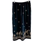 Vintage 90s midi long pencil skirt giraffe safari pattern boho size medium M Black Photo 1