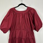 Madewell Puff Sleeve Mini Dress Poplin Claret Burgundy A Line Pockets XL NWT Photo 9