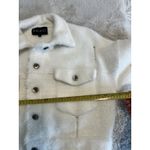 Shaci Blue Womens White Button Up Collared Furry Cropped Jacket Small Photo 12