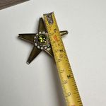 HAR Olive Green Star Rhinestone & Enamel Brooch Pin Vintage Signed Gold Photo 1