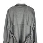 Love for Humanity Couture Black Label Faux Suede Gray Belted Trench Coat Sz XL Photo 6