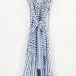 MISA Los Angeles Dominika Blue Sleeveless Plunge Maxi Dress in Scorpios Stripe Photo 6