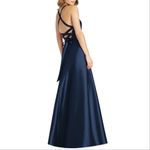 Alfred Sung D763 Halter Criss Cross Back Sateen Twill Gown Photo 1
