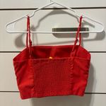 Farm Rio Anthropologie  Red Cutout Tank Top CROPPED Photo 2