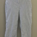 Lands' End Land’s End Blue and White Vertical Striped Fit 2 Cropped Cotton Blend Pants- Siz Photo 0