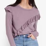 Topshop Tee Mauve/Purple Long Sleeve Ruffle Top Sz US 8 *FLAW: Underarm Hole* Photo 0