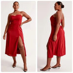 Abercrombie & Fitch Camille Midi Dress in Red Size Medium Petite NWT New Photo 2