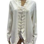 Drapers Studio Cream Acrylic Open Front Ruffle Cardigan Sweater Womens Large White Photo 0