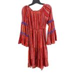 Raga  Red Burnt Orange Metallic Thread Boho Tiered Dress Festival Size XS Photo 2