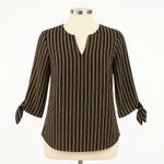 MICHAEL Michael Kors Blouse‎ Womens L Black Gold Chain Print Casual Party Office Size L Photo 0