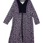 Woman Within Plus Size 26 Purple Floral Midi Dress Long Sleeve Casual Photo 0