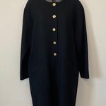 Black Wool Blazer Dress Gold Accents Size 12 Vintage Photo 1