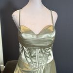 Women’s Light Green Prom Formal Dress Criss Cross Straps Leg Slit Size 8 NWOT Photo 1