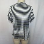 Eyeshadow  Navy White Stripe Tie Front Tee Small Scallop Eyelet Sleeves Photo 1