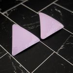 Vintage Clip On Earrings 1 & 1/8" Light Purple Hammered Pattern Triangle Photo 3
