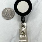 Black White Clip On Retractable School Work Badge ID Holder Photo 0