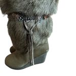 BEARPAW Basha Goat Cow Hair Boots Sheepskin Wedge Brown Snow Winter Size 8 Women Photo 11