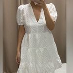 ZARA  100% Cotton Openwork Eyelet Embroidered V Neck Ruffle Dress Photo 5