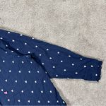 Kerri Rosenthal Women’s Mia Ruffle Button Down Shirt Tiny Heart Print in Navy XL Blue Photo 5