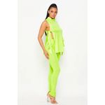 Rivir Women's Neon Green Sleeveless Open Tie Sides High Neck Top Size Small Photo 5