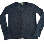 Eddie Bauer Women’s L Cable Knit Cardigan Sweater Black Button Up Cotton Capsule Photo 1