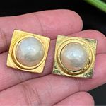 Vintage Signed LES BERNARD Designer Pearl Gold Photo 2