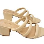 Schutz NEW Olly Mid Block Nappa Leather Strappy Sandal Cream White 10.5 Photo 0