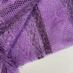 Adult purple striped crocheted fringe tassel lightweight fashion scarf wrap Photo 2