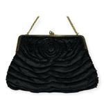 Vintage: Walborg 𦹠Silk Beaded Kiss Lock Mini Bag 𦹠Black 𦹠Gold Chain Handle Photo 3