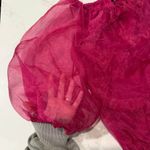 CeCe Off Shoulder Sheer Puff Sleeve Blouse Women's Medium Red Glam Renaissance Photo 5